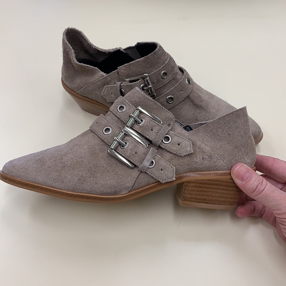 Rebecca Minkoff Austen Suede Bootie Taupe Tan - Picture 2 of 11
